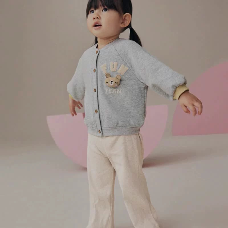 Spring and Autumn Girls Animals Cartoon Pattern Long Sleeves Coat and Beige Pants Clothing Set