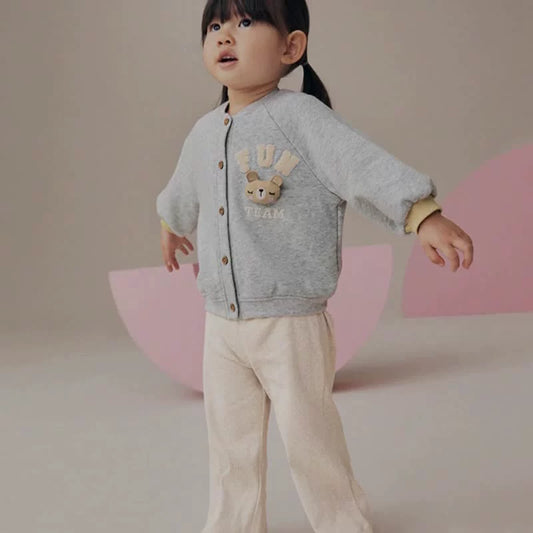 Conjunto de ropa de abrigo y pantalones beis de manga larga con estampado de animales de dibujos animados para niñas de primavera y otoño