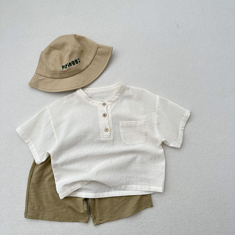 Summer Arrival Kids Unisex Soft Comfortable Short Sleeves Thin Solid Color Top Base T-Shirt