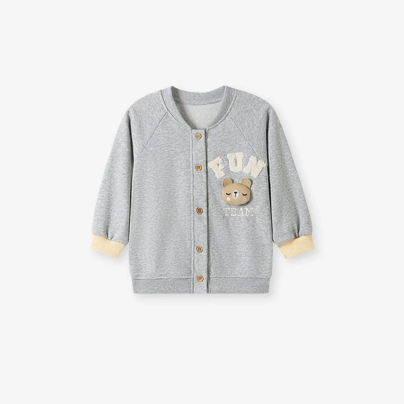 Spring and Autumn Girls Animals Cartoon Pattern Long Sleeves Coat and Beige Pants Clothing Set