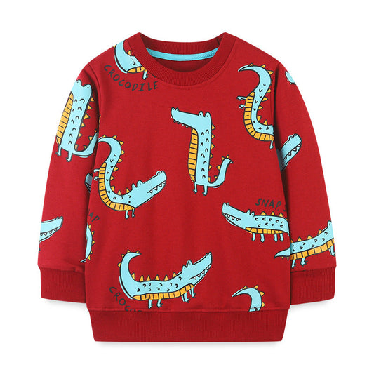 Sudadera con capucha de algodón suave de calidad con diseño de dinosaurios de dibujos animados para bebé niño