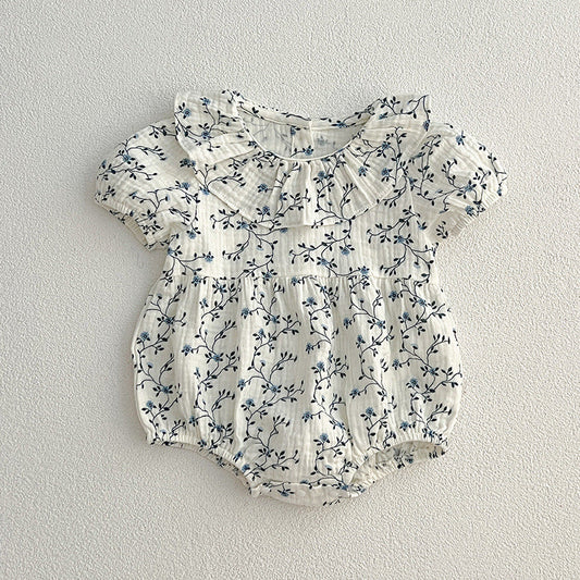 Mameluco de niña con estampado de enredadera y vestido de niña de verano – Conjunto a juego para hermanas, estilo princesa