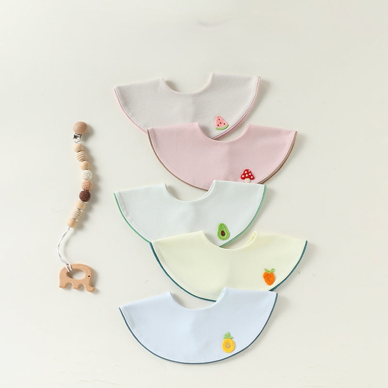 Adorable Fruits Cartoon Pattern Snap-on Round Shaped Bib